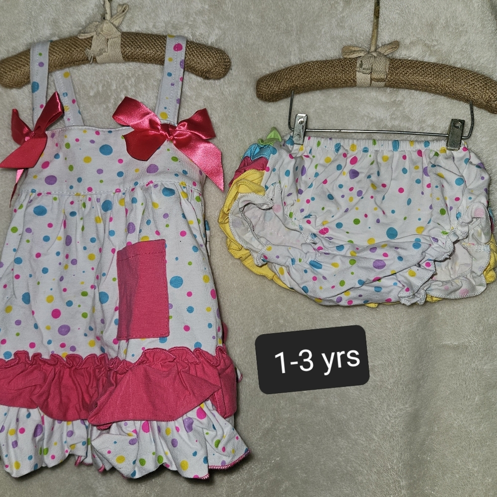 Open back cotton dress w/diaper cover